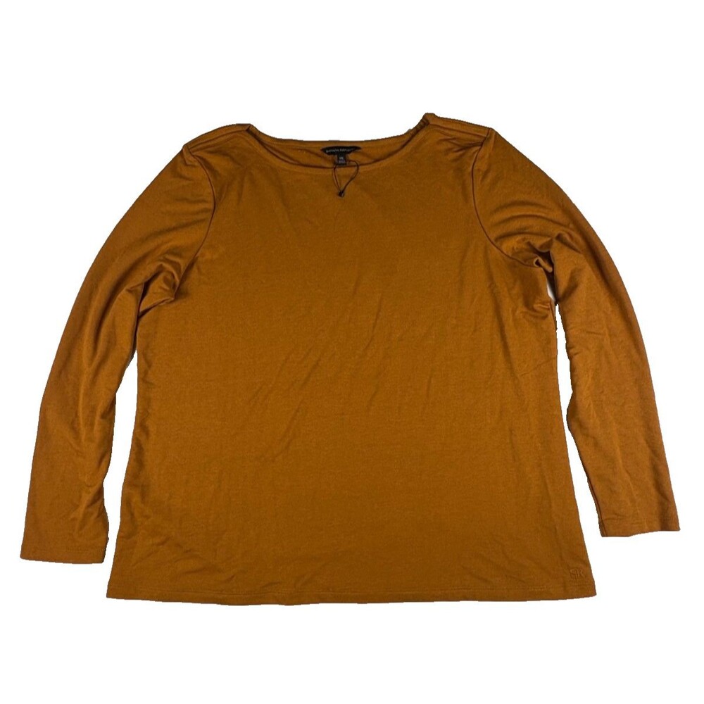 Banana‎ Republic XXL French Terry Boatneck Top NWOT Long Sleeve Brown Ochre 2X